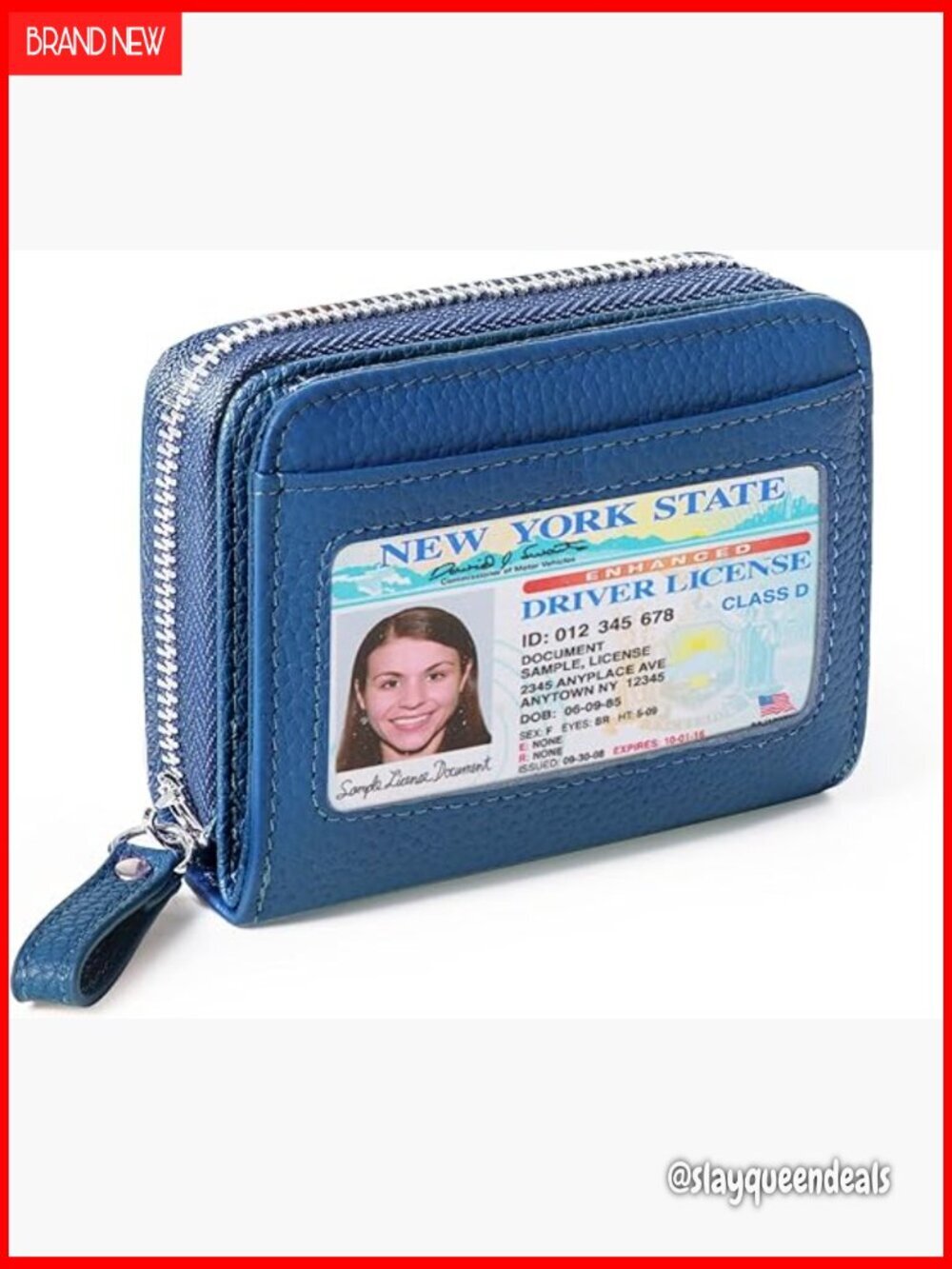 Small Genuine Leather RFID Blocking Wallet with Zipper and Coin Pocket